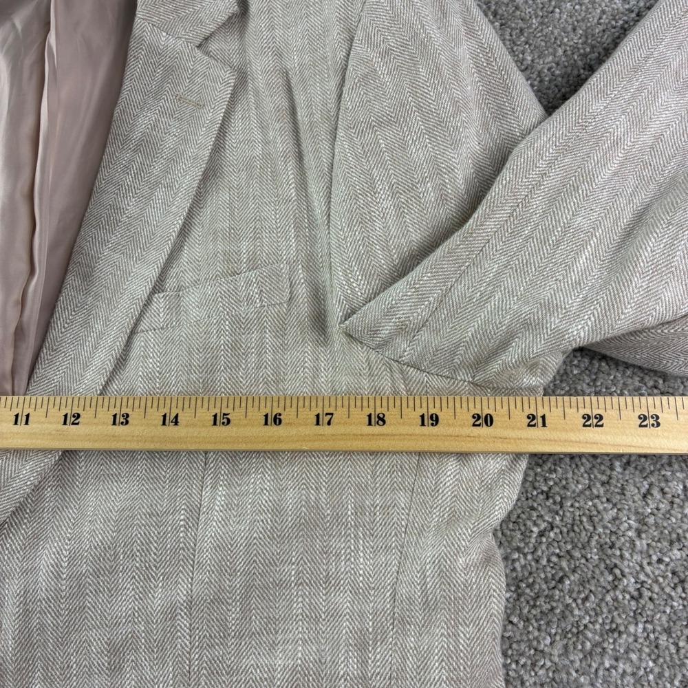 Paul Jones Blazer Mens M Beige Herringbone Linen Sport Coat Sophisticated Travel - Picture 6 of 11